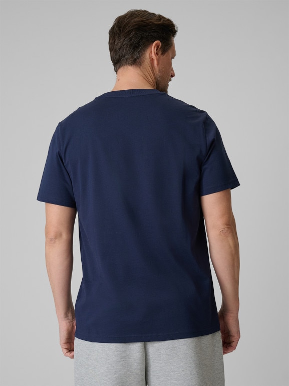Męski t-shirt z nadrukiem 4F 4FWSS26TTSHM3324 - granatowy