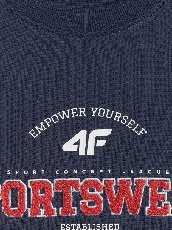 Męski t-shirt z nadrukiem 4F 4FWSS26TTSHM3324 - granatowy