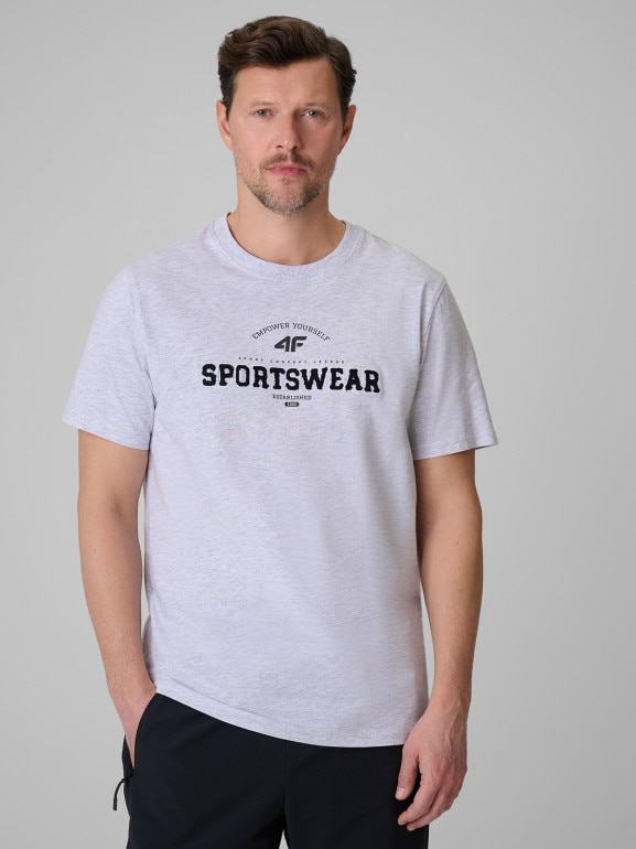 Męski t-shirt z nadrukiem 4F 4FWSS26TTSHM3324 - szary