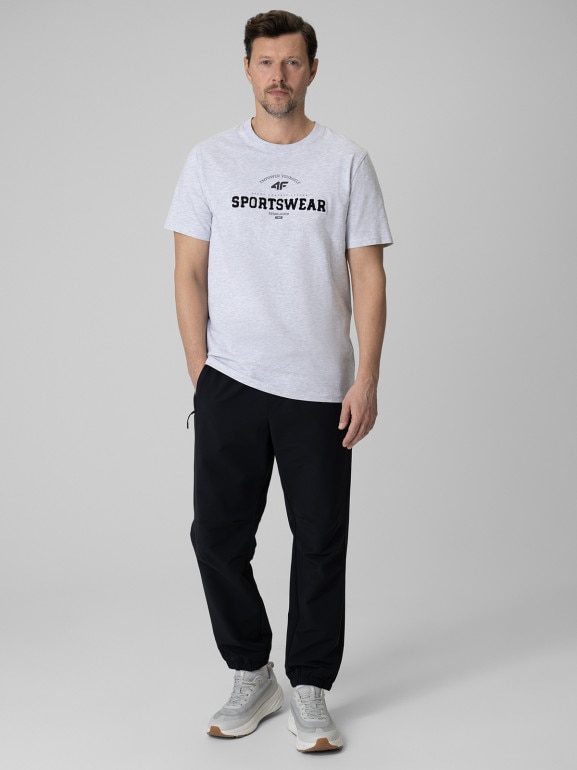 Męski t-shirt z nadrukiem 4F 4FWSS26TTSHM3324 - szary