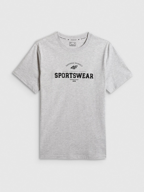 Męski t-shirt z nadrukiem 4F 4FWSS26TTSHM3324 - szary