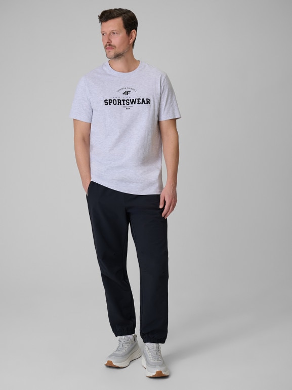 Męski t-shirt z nadrukiem 4F 4FWSS26TTSHM3324 - szary