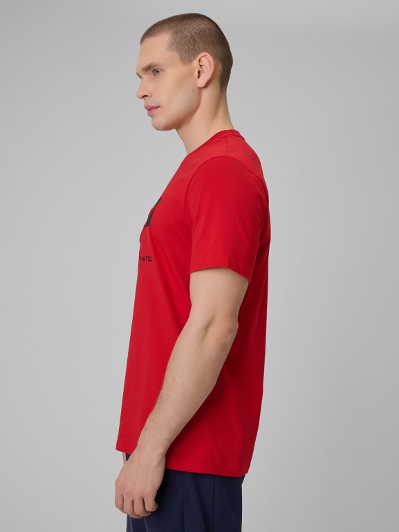 Męski t-shirt z nadrukiem 4F 4FWSS26TTSHM3325 - czerwony