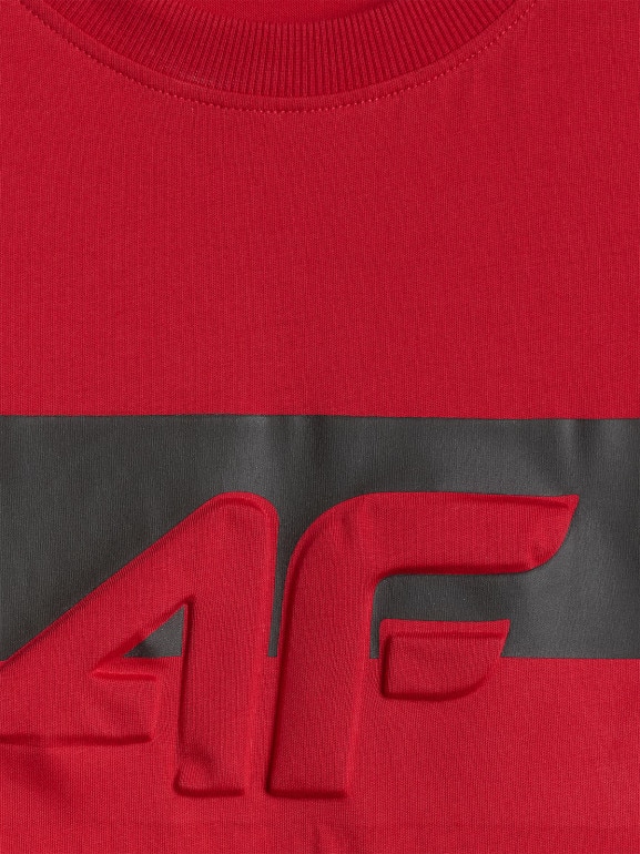 Męski t-shirt z nadrukiem 4F 4FWSS26TTSHM3325 - czerwony