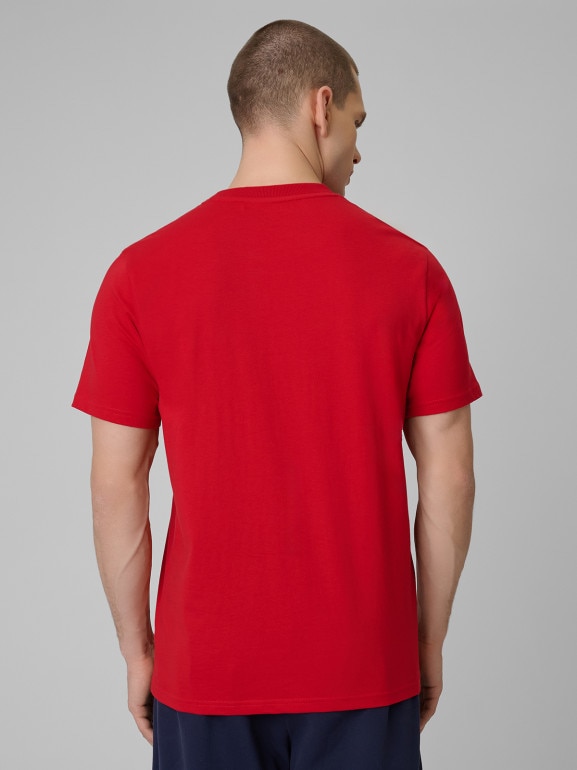 Męski t-shirt z nadrukiem 4F 4FWSS26TTSHM3325 - czerwony