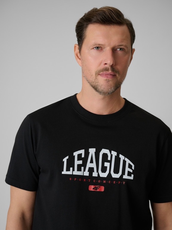 Męski t-shirt z nadrukiem 4F 4FWSS26TTSHM3326 - czarny