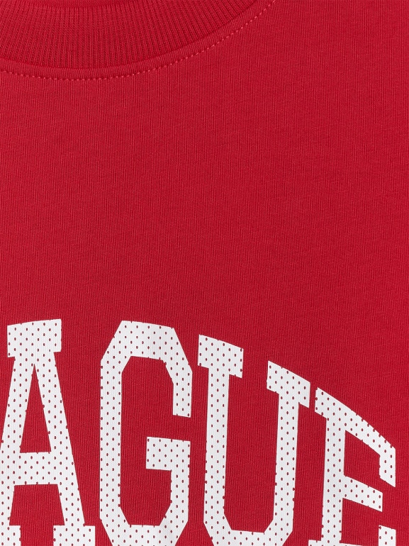 Męski t-shirt z nadrukiem 4F 4FWSS26TTSHM3326 - czerwony