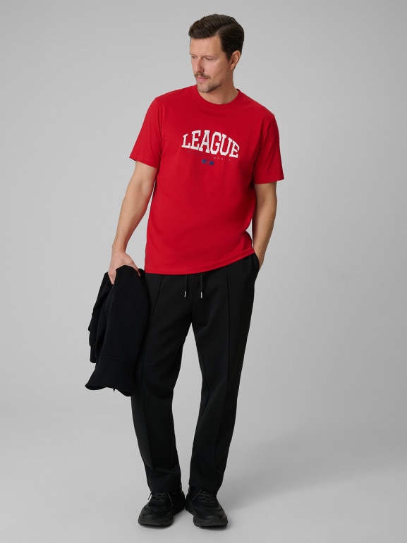 Męski t-shirt z nadrukiem 4F 4FWSS26TTSHM3326 - czerwony