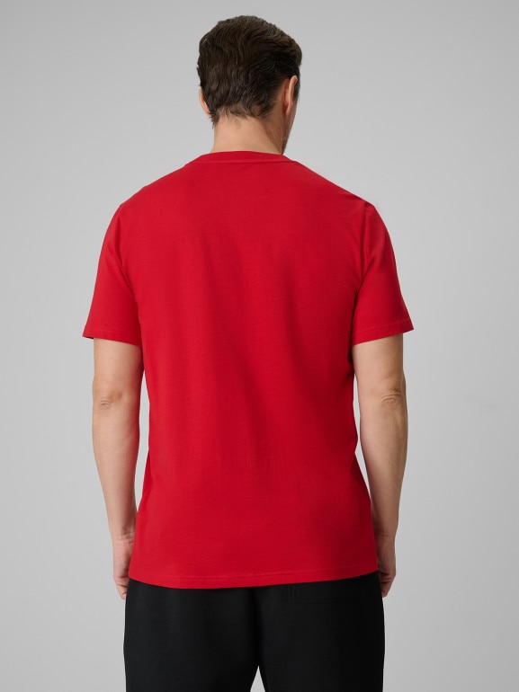 Męski t-shirt z nadrukiem 4F 4FWSS26TTSHM3326 - czerwony