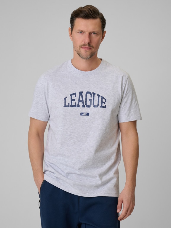 Męski t-shirt z nadrukiem 4F 4FWSS26TTSHM3326 - szary