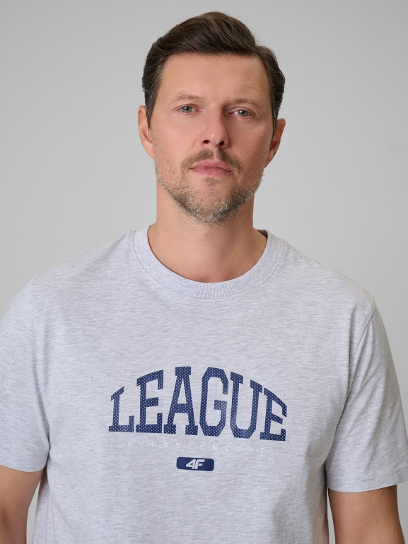 Męski t-shirt z nadrukiem 4F 4FWSS26TTSHM3326 - szary