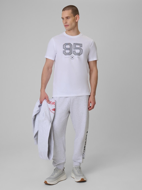 Męski t-shirt z nadrukiem 4F 4FWSS26TTSHM3327 - biały