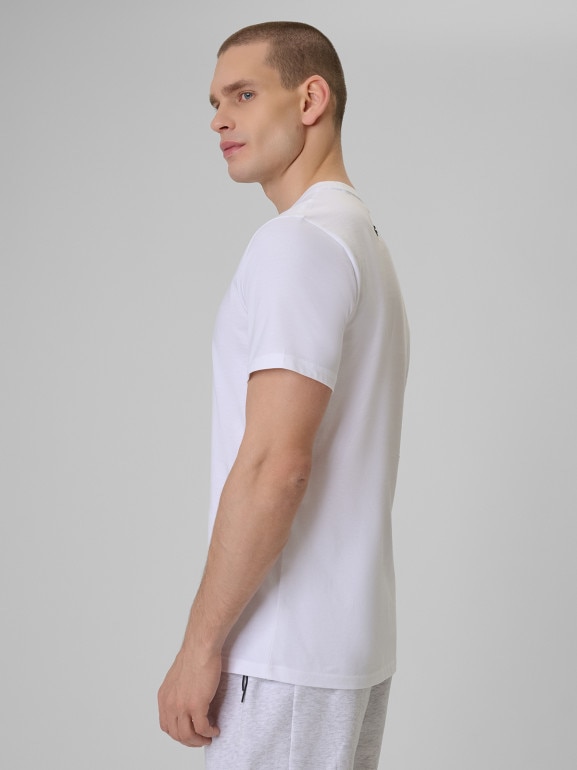 Męski t-shirt z nadrukiem 4F 4FWSS26TTSHM3327 - biały