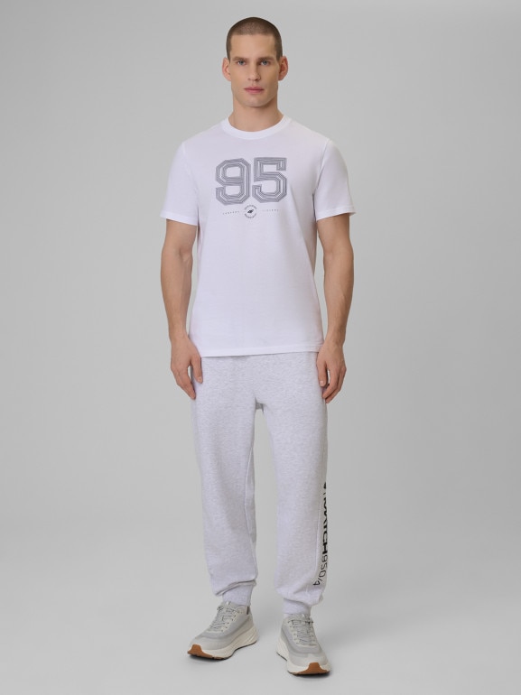 Męski t-shirt z nadrukiem 4F 4FWSS26TTSHM3327 - biały