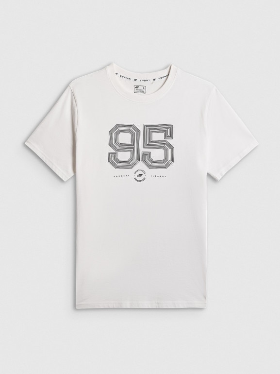 Męski t-shirt z nadrukiem 4F 4FWSS26TTSHM3327 - biały