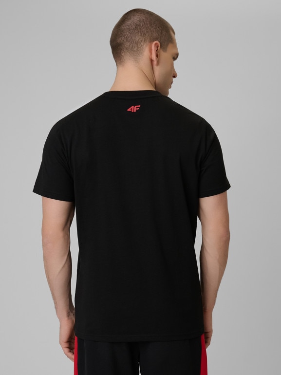Męski t-shirt z nadrukiem 4F 4FWSS26TTSHM3327 - czarny