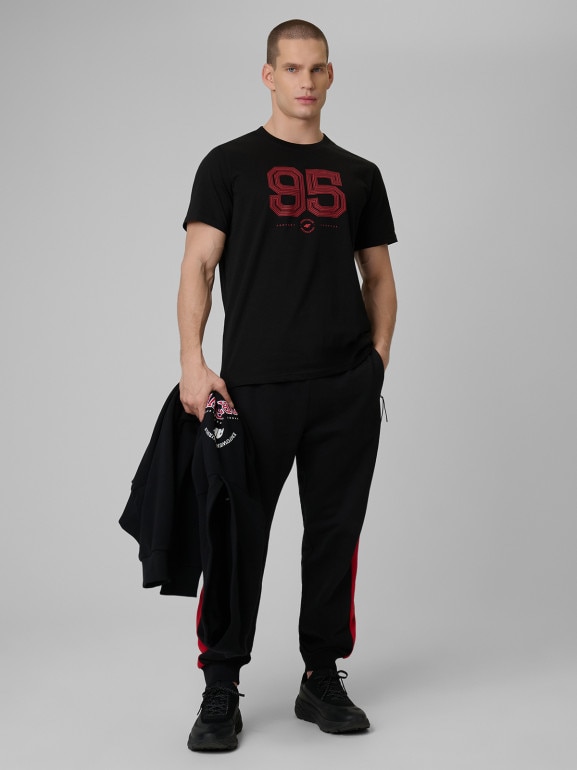 Męski t-shirt z nadrukiem 4F 4FWSS26TTSHM3327 - czarny