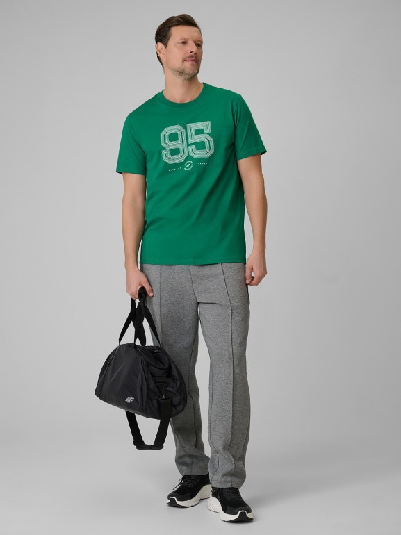 Męski t-shirt z nadrukiem 4F 4FWSS26TTSHM3327 - zielony