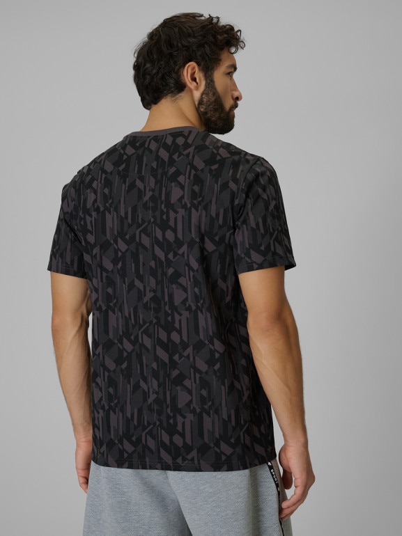 Męski t-shirt z nadrukiem 4F 4FWSS26TTSHM3332 - czarny