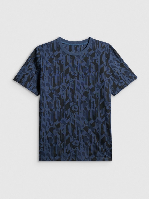 Męski t-shirt z nadrukiem 4F 4FWSS26TTSHM3332 - granatowy