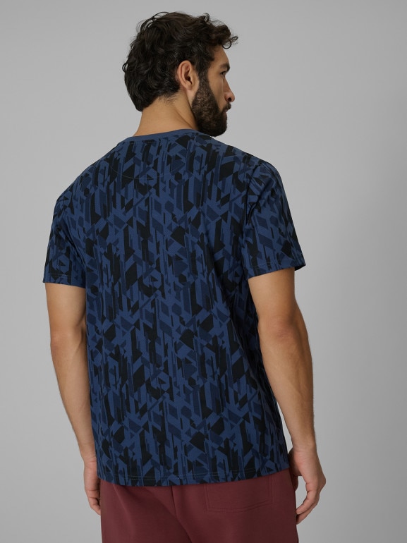 Męski t-shirt z nadrukiem 4F 4FWSS26TTSHM3332 - granatowy