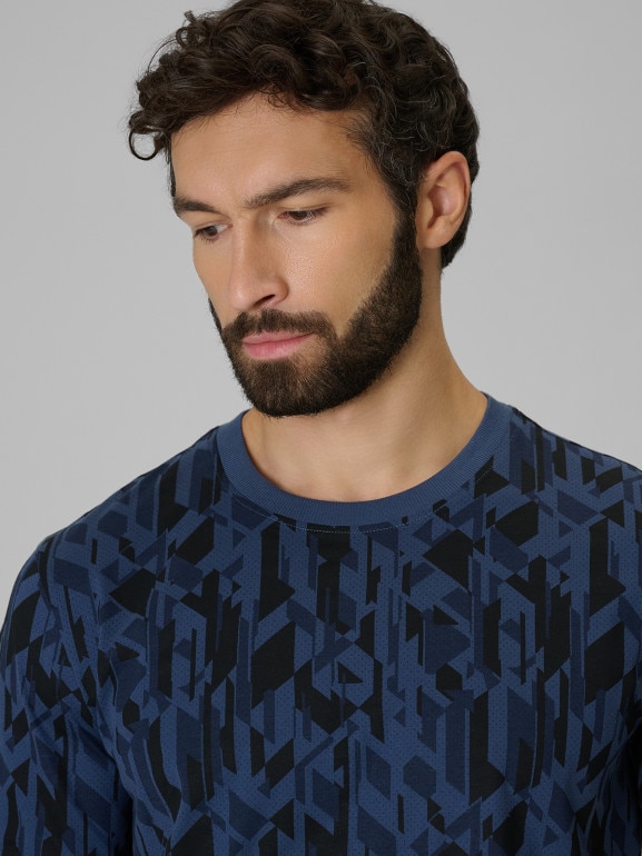 Męski t-shirt z nadrukiem 4F 4FWSS26TTSHM3332 - granatowy