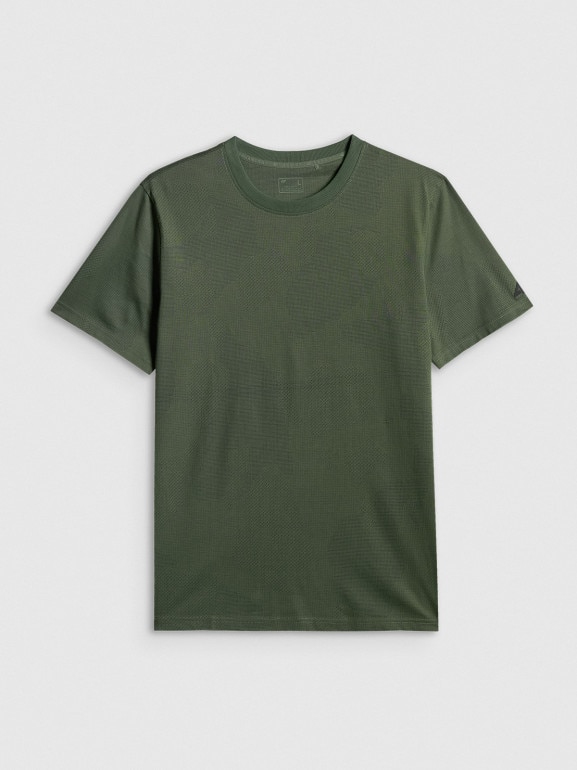 Męski t-shirt z nadrukiem 4F 4FWSS26TTSHM3332 - khaki