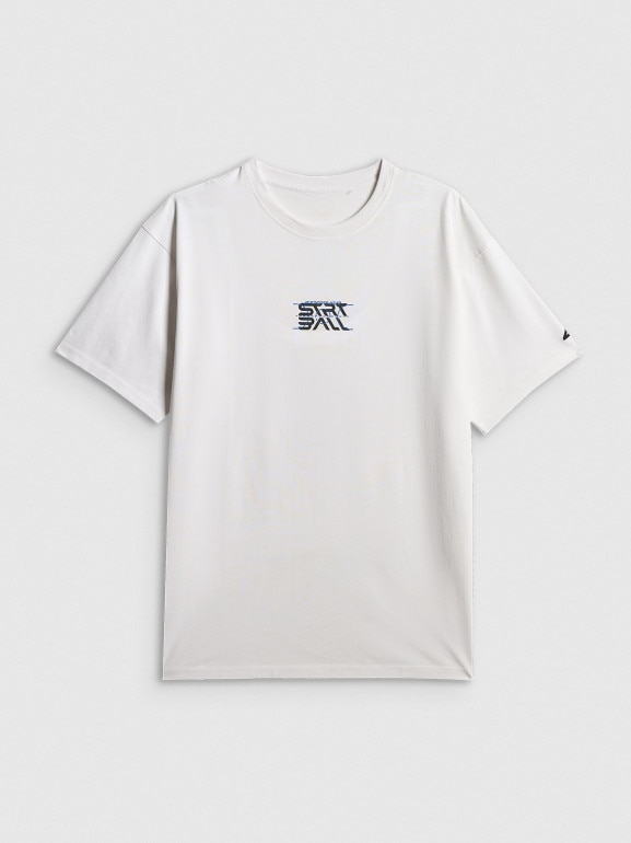 Męski t-shirt z nadrukiem 4F 4FWSS26TTSHM3334 - biały