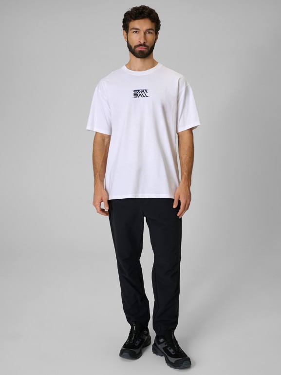 Męski t-shirt z nadrukiem 4F 4FWSS26TTSHM3334 - biały