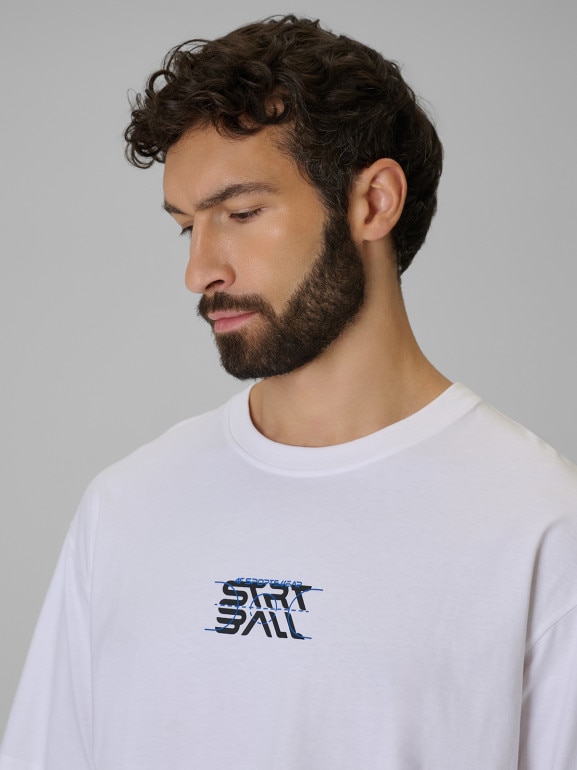 Męski t-shirt z nadrukiem 4F 4FWSS26TTSHM3334 - biały