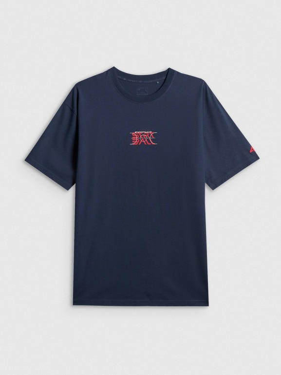 Męski t-shirt z nadrukiem 4F 4FWSS26TTSHM3334 - granatowy