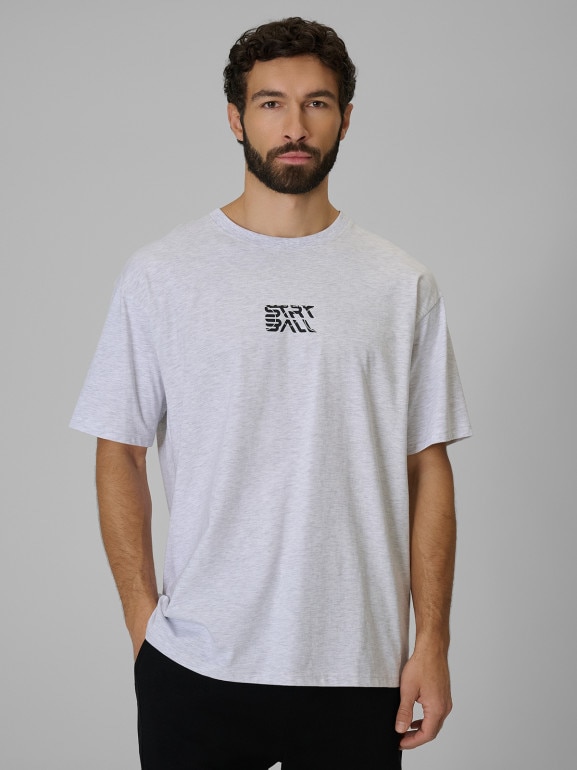 Męski t-shirt z nadrukiem 4F 4FWSS26TTSHM3334 - szary