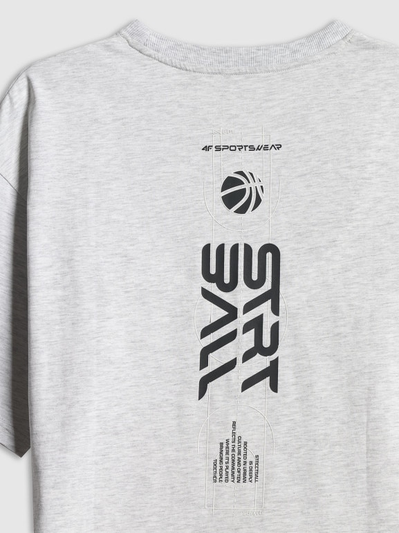 Męski t-shirt z nadrukiem 4F 4FWSS26TTSHM3334 - szary