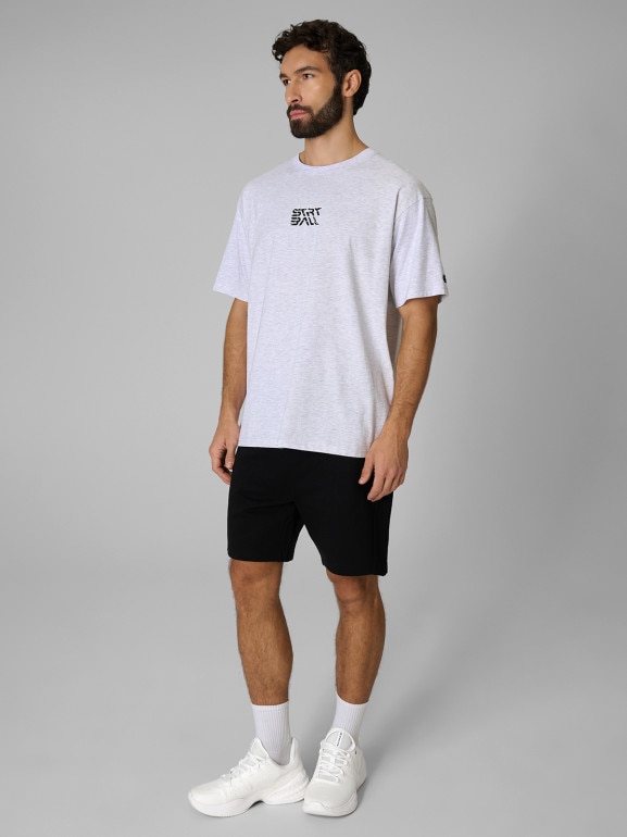 Męski t-shirt z nadrukiem 4F 4FWSS26TTSHM3334 - szary