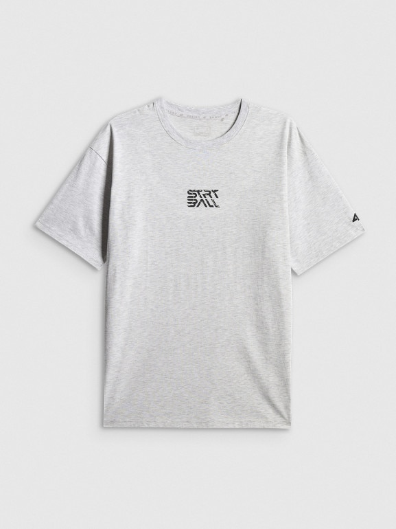 Męski t-shirt z nadrukiem 4F 4FWSS26TTSHM3334 - szary