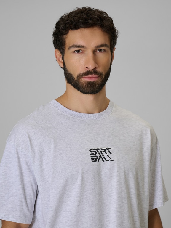 Męski t-shirt z nadrukiem 4F 4FWSS26TTSHM3334 - szary