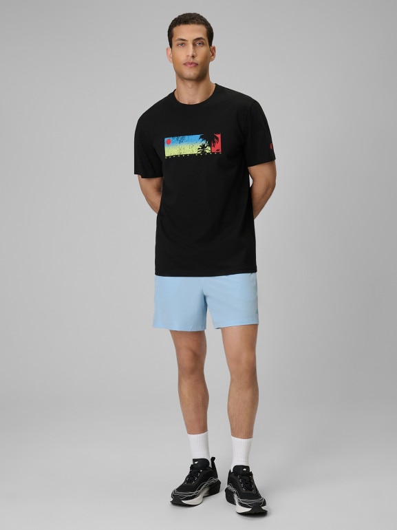 Męski t-shirt z nadrukiem 4F 4FWSS26TTSHM3335 - czarny