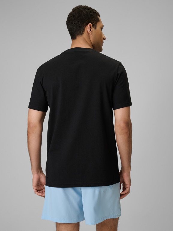 Męski t-shirt z nadrukiem 4F 4FWSS26TTSHM3335 - czarny