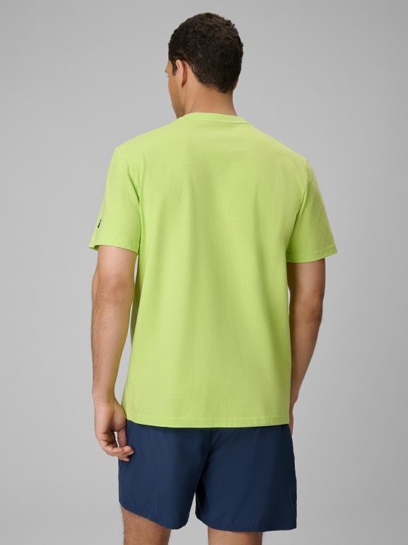Męski t-shirt z nadrukiem 4F 4FWSS26TTSHM3335 - limonkowy