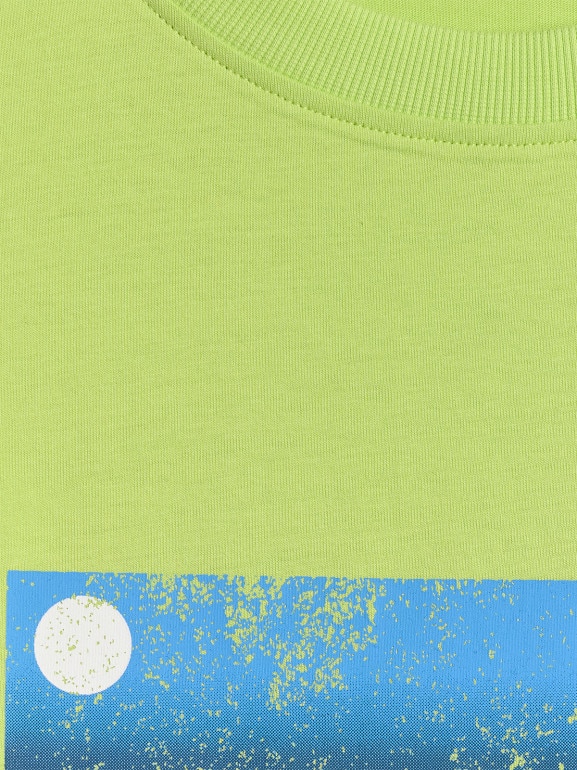 Męski t-shirt z nadrukiem 4F 4FWSS26TTSHM3335 - limonkowy