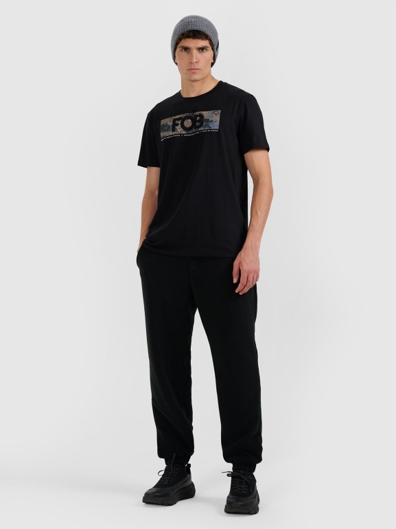 Męski t-shirt z nadrukiem 4F 4FWAW25TTSHM3139 - czarny