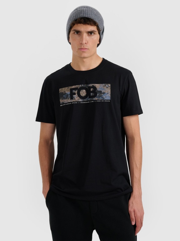 Męski t-shirt z nadrukiem 4F 4FWAW25TTSHM3139 - czarny