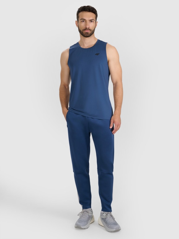 Męski tank top treningowy 4F 4FWAW25TFSLM574 - niebieski
