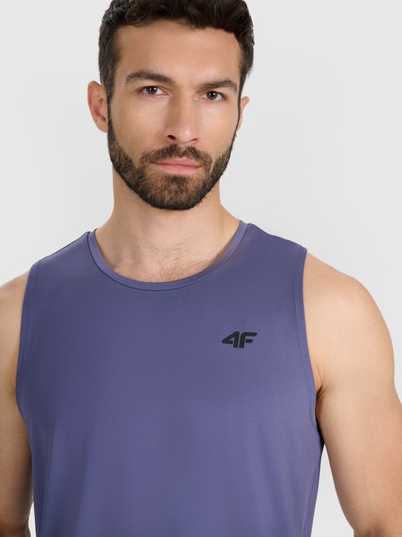 Męski tank top treningowy 4F 4FWAW25TFSLM574 - niebieski