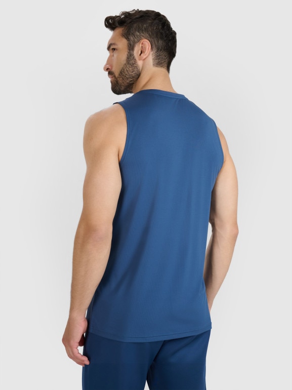 Męski tank top treningowy 4F 4FWAW25TFSLM574 - niebieski