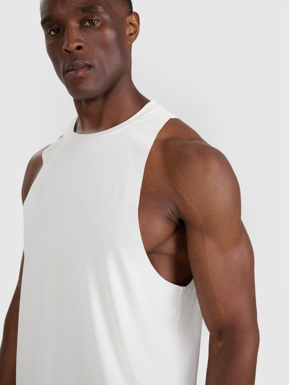 Męski tank top treninowy 4F 4FWAW25TFSLM554 - biały