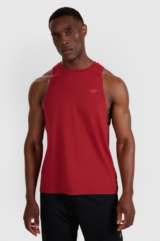 Męski tank top treninowy 4F 4FWAW25TFSLM554 - czerwony