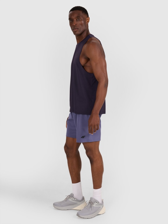 Męski tank top treninowy 4F 4FWAW25TFSLM554 - granatowy