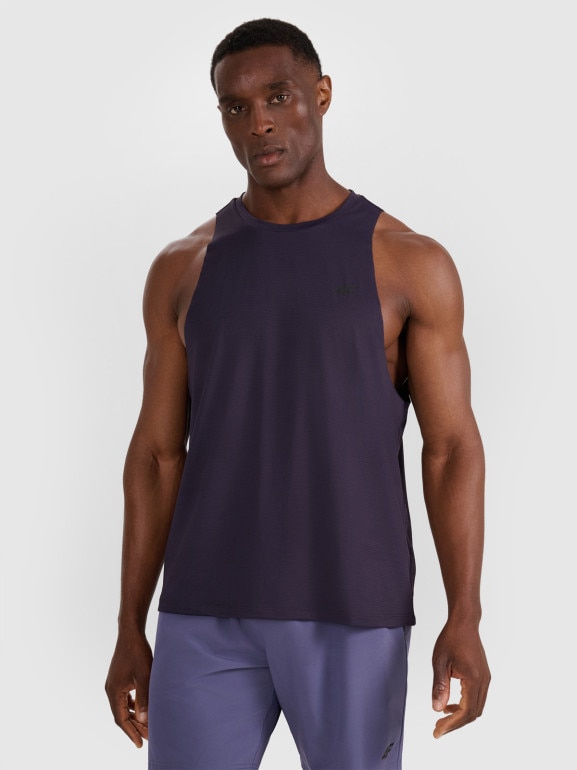 Męski tank top treninowy 4F 4FWAW25TFSLM554 - granatowy