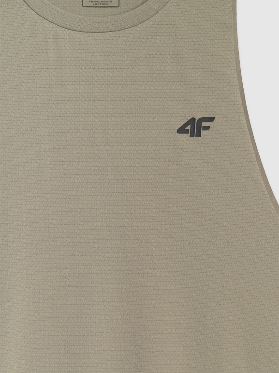 Męski tank top treninowy 4F 4FWAW25TFSLM554 - oliwkowy